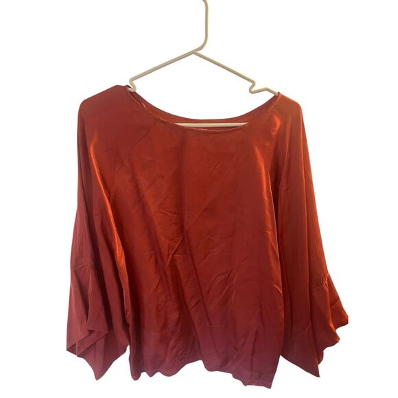Nation LTD Mareen Satin Boxy Flowy Blouse in Red Size Medium - Picture 4 of 4